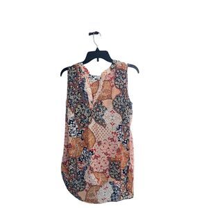 Rose & Olive Women's M Floral Paisley Sleeveless V-Neck Blouse